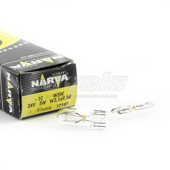 Лампа "NARVA" 24v 5W (W2,1x9,5d) бесцок. /W5W